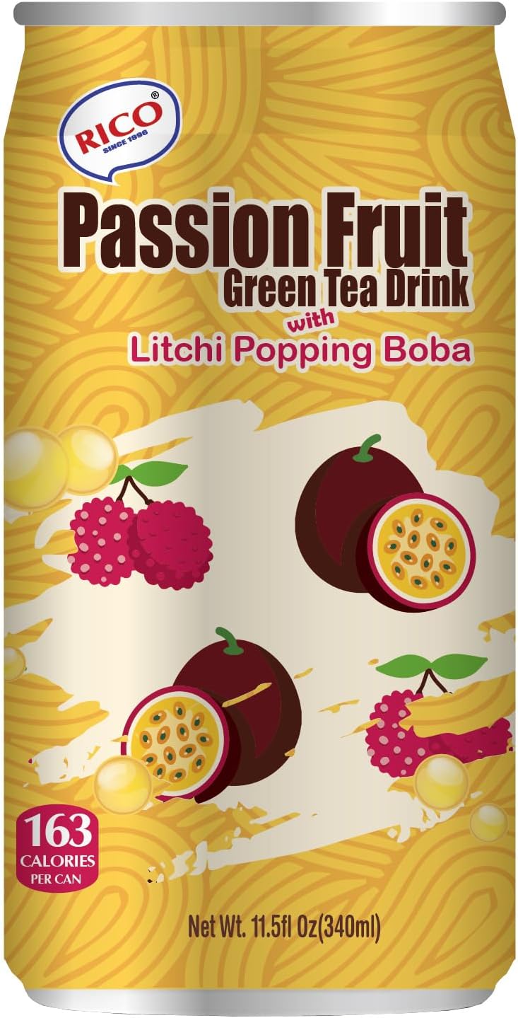 RICO - Thé vert à bulles avec fruits de la passion et Boba - 1 X 340 ML